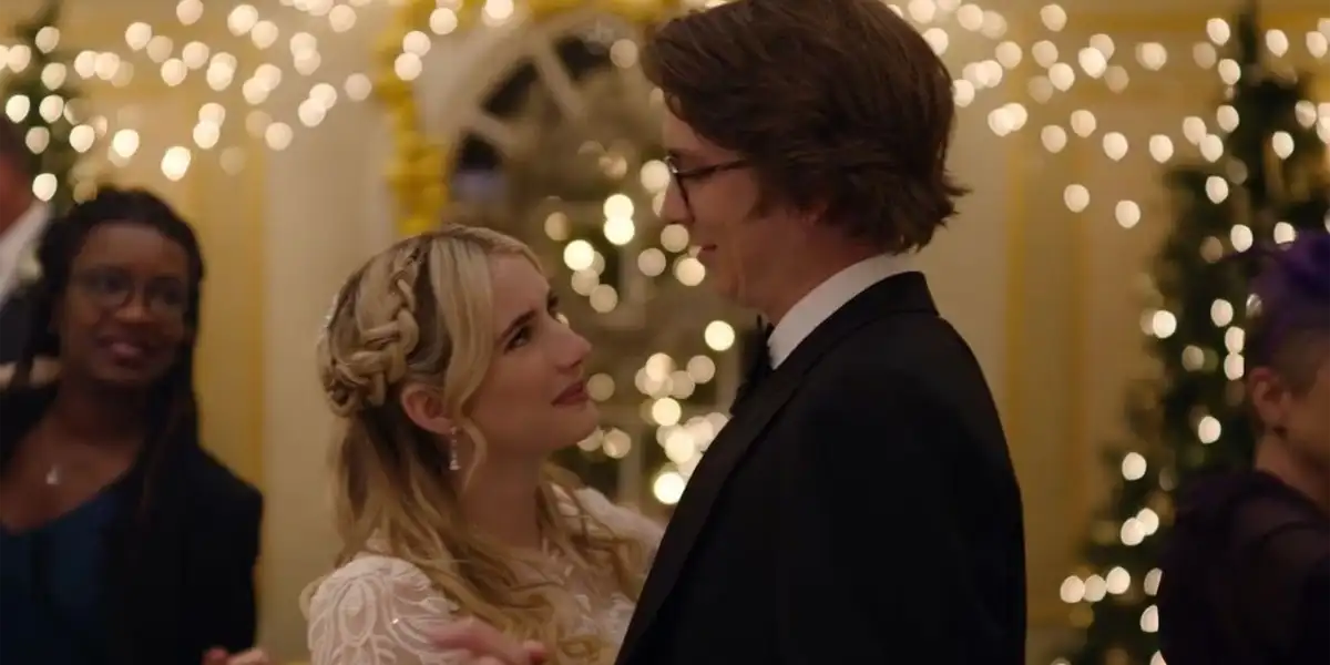 Emma Roberts and Thomas Mann in About Fate 2022 movie scene banner
